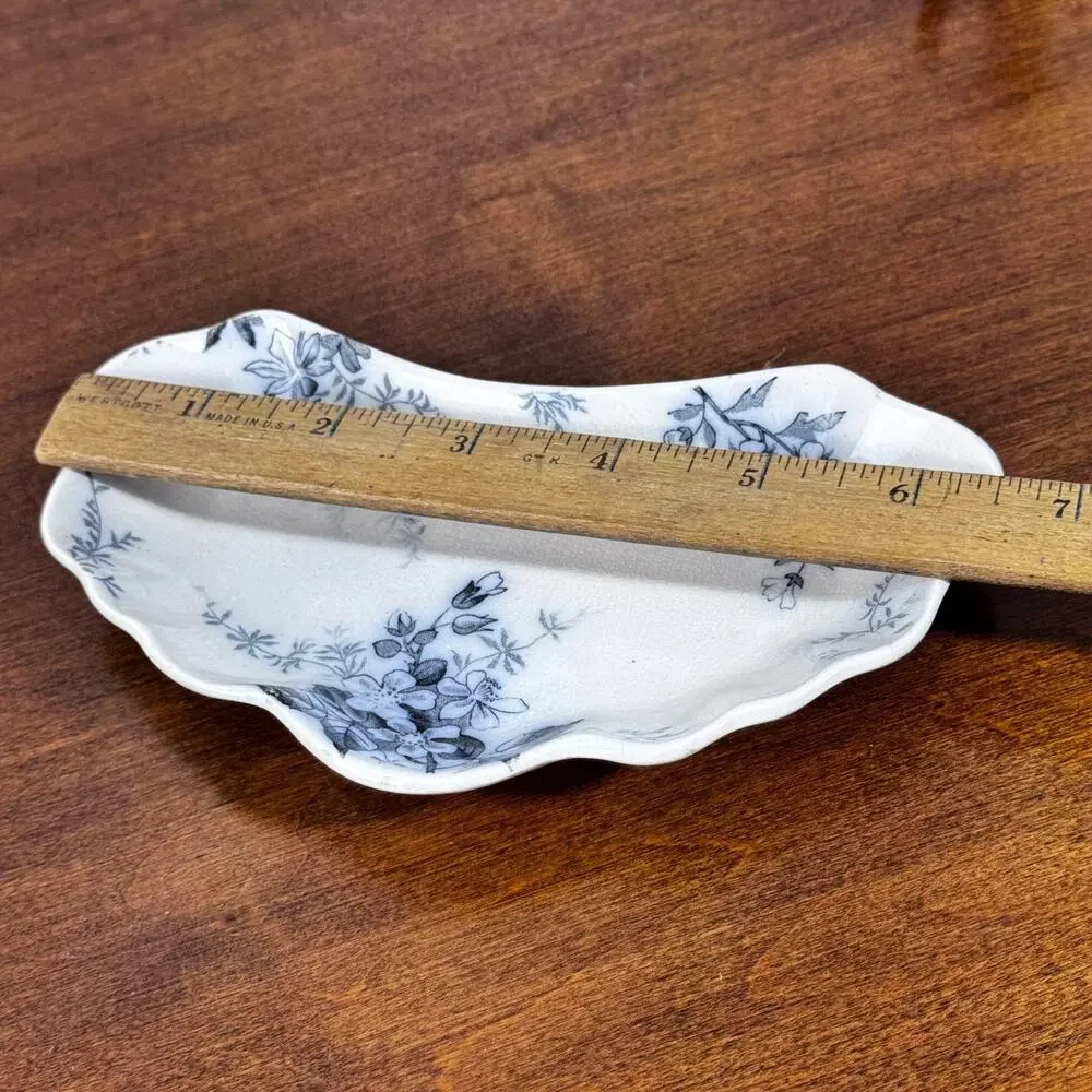 Antique Floral Bone Dish Alfred Meakin Blossom Ironstone Blue White England